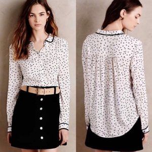 Anthropologie Maeve Art House Polka Dot Top Size 8